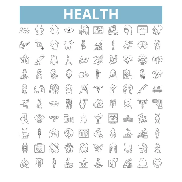 Health Icons Line Signs Web Symbols Set Vector Isolated Illustration — Vetor de Stock