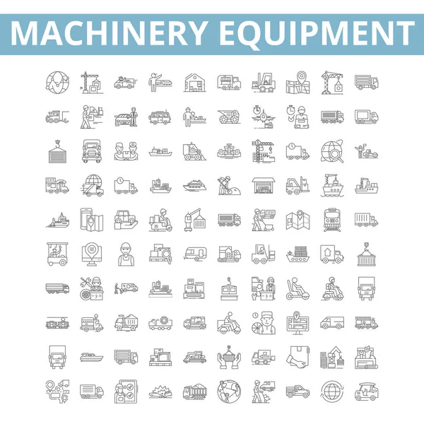 Machinery Equipment Icons Line Signs Web Symbols Set Vector Isolated — Stockvector