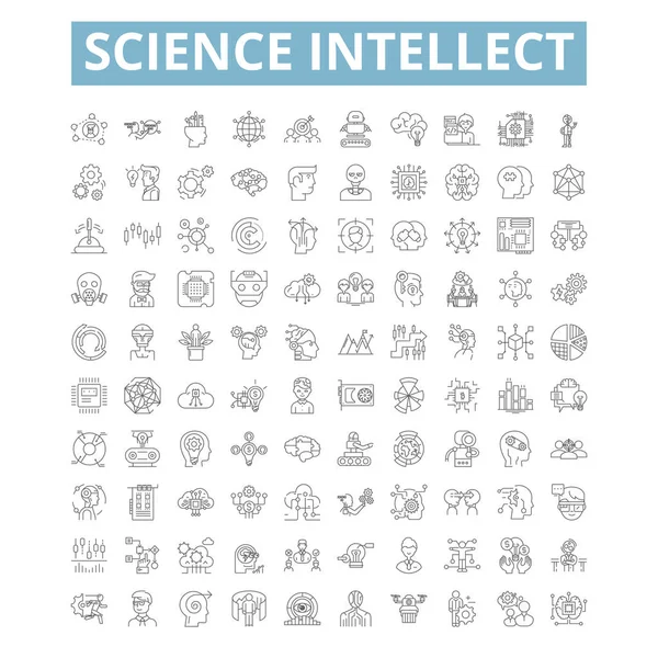 Science Intellect Icons Line Signs Web Symbols Set Vector Isolated —  Vetores de Stock