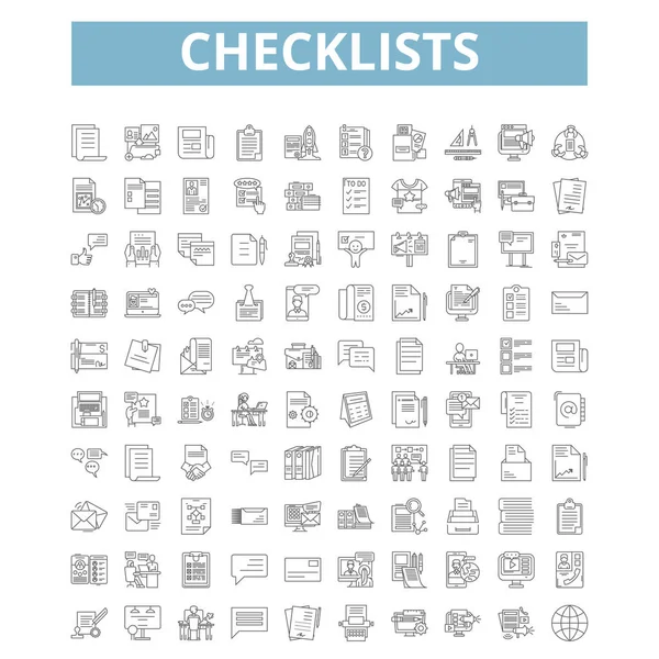 Checklists Icons Line Signs Web Symbols Set Vector Isolated Illustration — Image vectorielle