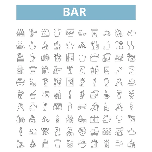 Bar Icons Line Signs Web Symbols Set Vector Isolated Illustration — Stockvektor