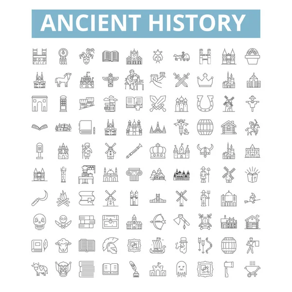 Ancient History Icons Line Signs Web Symbols Set Vector Isolated — Wektor stockowy