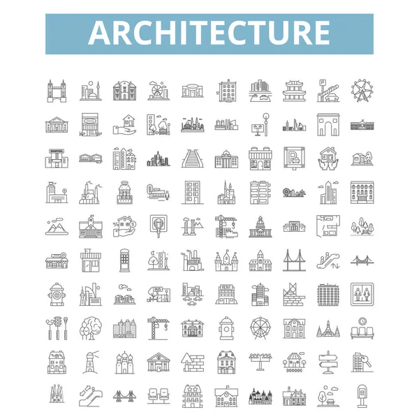 Architecture Icons Line Signs Web Symbols Set Vector Isolated Illustration — 스톡 벡터
