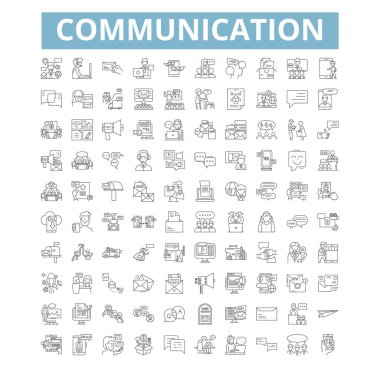 Communication concept icons, line signs, web symbols set, vector isolated illustration
