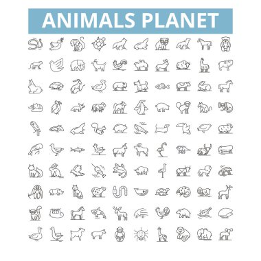 Animals planet icons, line signs, web symbols set, vector isolated illustration