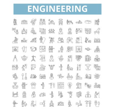 Engineering icons, line signs, web symbols set, vector isolated illustration