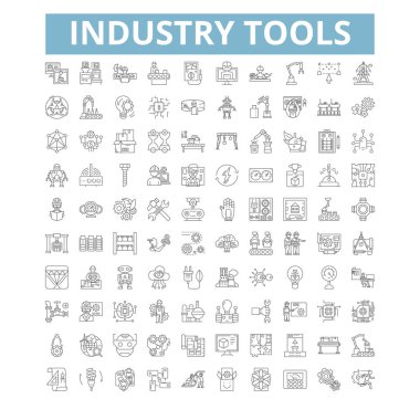 Industry tools icons, line signs, web symbols set, vector isolated illustration