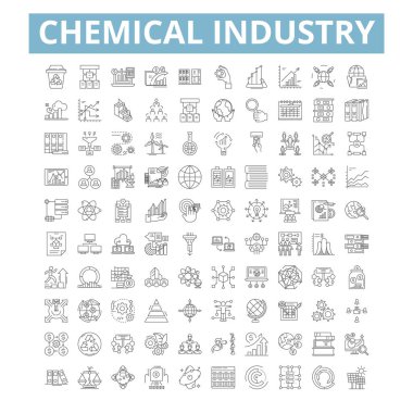 Chemical industry icons, line signs, web symbols set, vector isolated illustration
