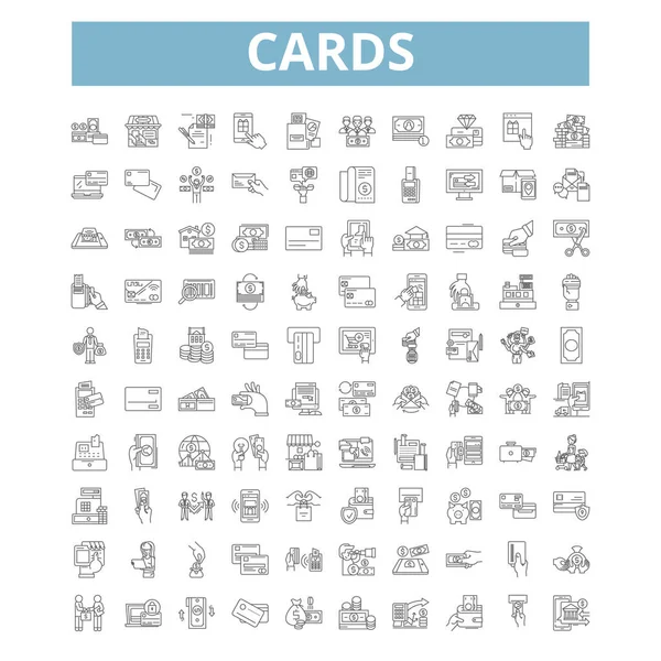 Cards Icons Line Signs Web Symbols Set Vector Isolated Illustration —  Vetores de Stock