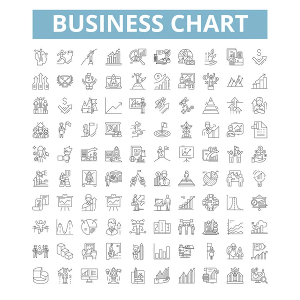 Business Chart Icons Line Signs Web Symbols Set Vector Isolated — Vector de stock