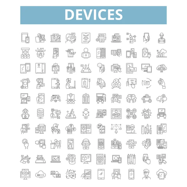 Devices Icons Line Signs Web Symbols Set Vector Isolated Illustration — Wektor stockowy