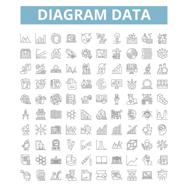 Diagram Data Icons Line Signs Web Symbols Set Vector Isolated — Stock Vector