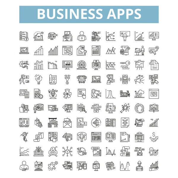 Business Apps Icons Line Signs Web Symbols Set Vector Isolated — Stockový vektor