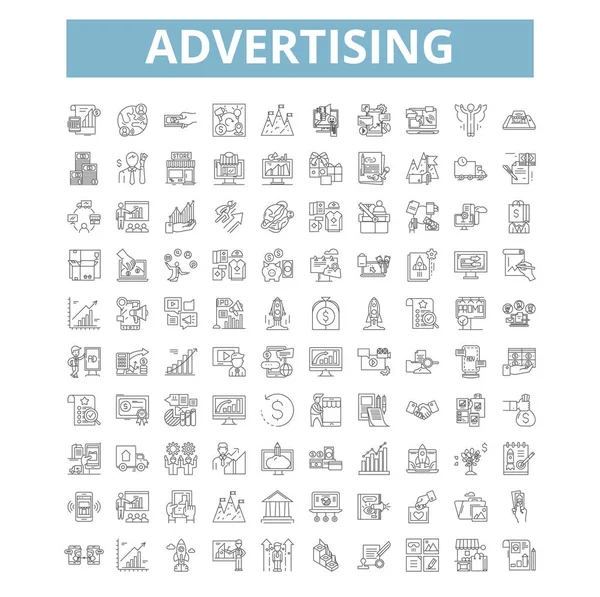 Advertising Icons Line Signs Web Symbols Set Vector Isolated Illustration — 스톡 벡터