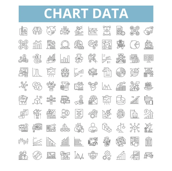 Chart Data Icons Line Signs Web Symbols Set Vector Isolated — Stockvector