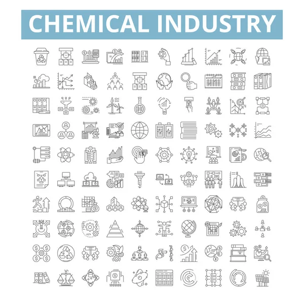 Chemical Industry Icons Line Signs Web Symbols Set Vector Isolated — Image vectorielle