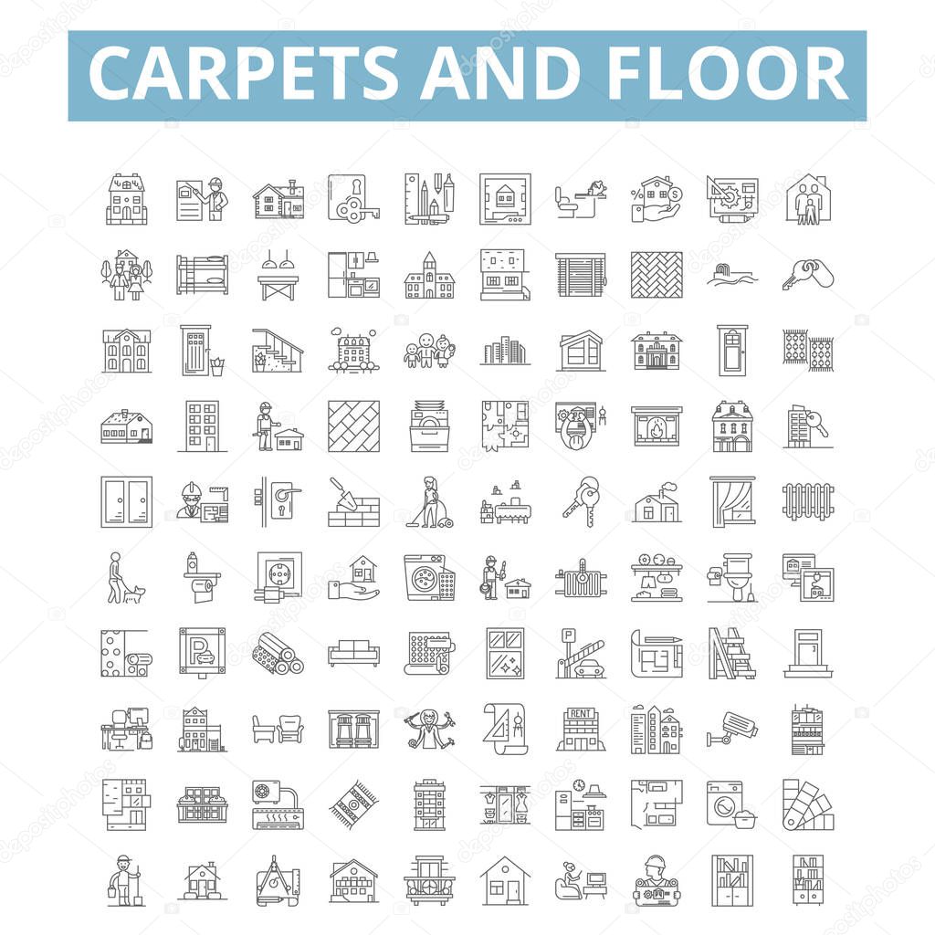 Carpets and floor icons, line signs, web symbols set, vector isolated illustration