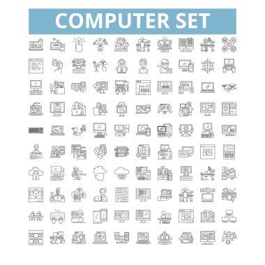 Computer set icons, line signs, web symbols set, vector isolated illustration