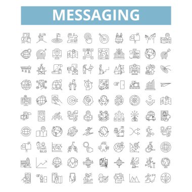Messaging icons, line signs, web symbols set, vector isolated illustration