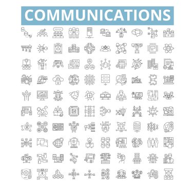 Communication icons, line signs, web symbols set, vector isolated illustration