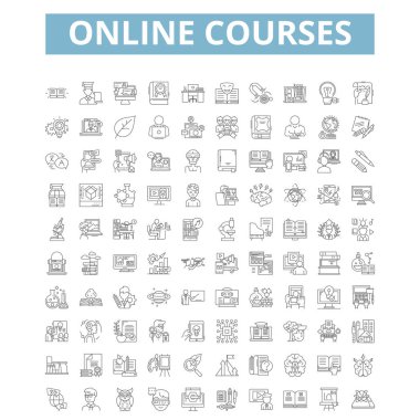 Online courses icons, line signs, web symbols set, vector isolated illustration