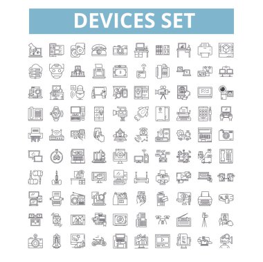 Devices set icons, line signs, web symbols set, vector isolated illustration