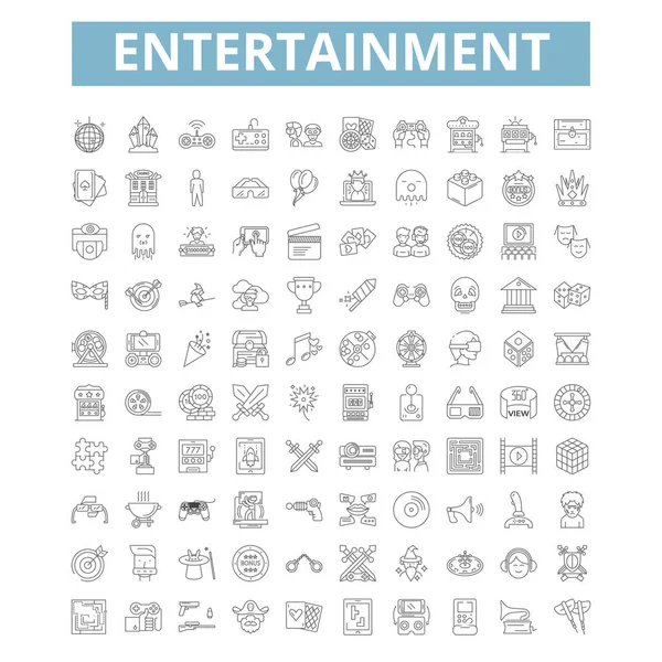 Entertainment icons, line signs, web symbols set, vector isolated illustration
