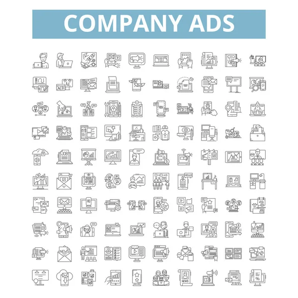 Company Ads Icons Line Signs Web Symbols Set Vector Isolated — Stockvektor