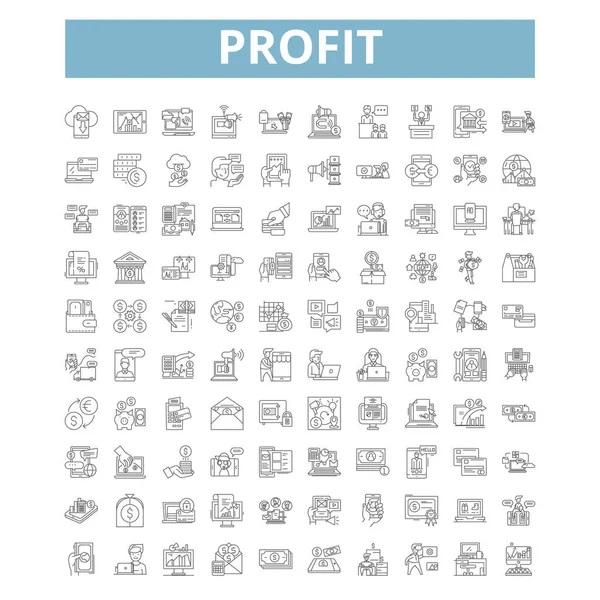 Profit Icons Line Signs Web Symbols Set Vector Isolated Illustration — Vector de stock