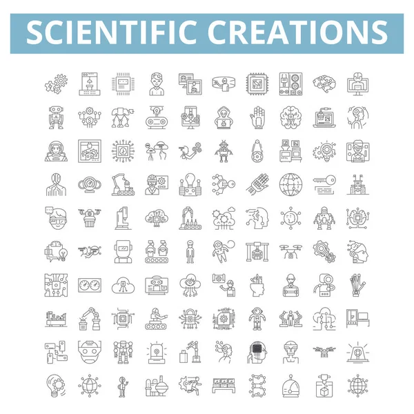 Scientific Creations Icons Line Signs Web Symbols Set Vector Isolated — Stockvektor