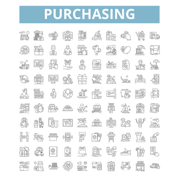 Purchasing Icons Line Signs Web Symbols Set Vector Isolated Illustration — Stockvektor