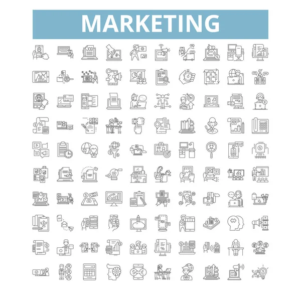Marketing Concept Icons Line Signs Web Symbols Set Vector Isolated — Stock Vector