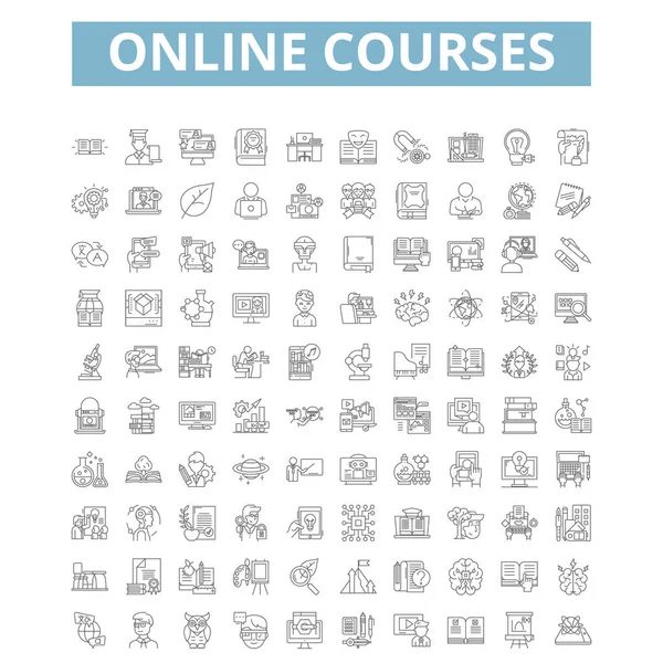 Online Courses Icons Line Signs Web Symbols Set Vector Isolated — Stockvector