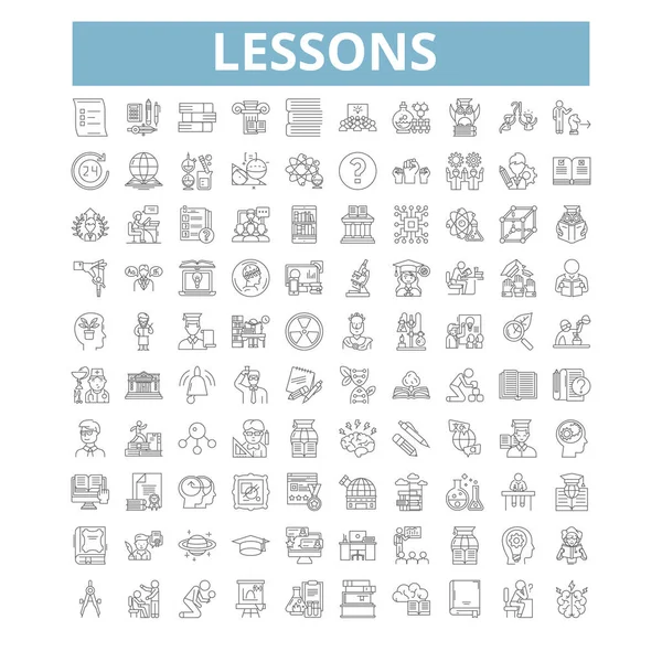 Lessons Icons Line Signs Web Symbols Set Vector Isolated Illustration — Stock vektor