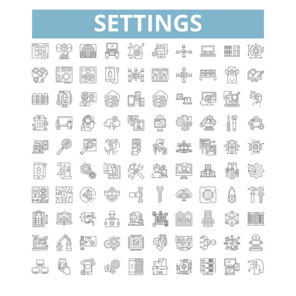 Settings Icons Line Signs Web Symbols Set Vector Isolated Illustration — ストックベクタ