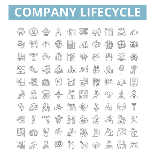 Company Lifecycle Icons Line Signs Web Symbols Set Vector Isolated — Archivo Imágenes Vectoriales