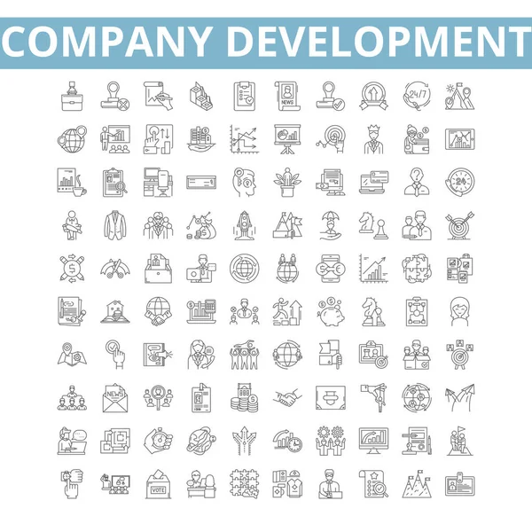 Company Development Icons Line Signs Web Symbols Set Vector Isolated — Stockvektor