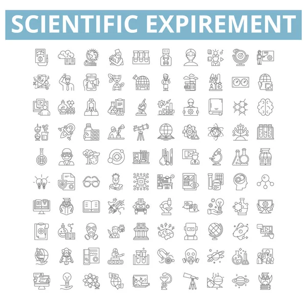 Scientific Experiment Icons Line Signs Web Symbols Set Vector Isolated —  Vetores de Stock