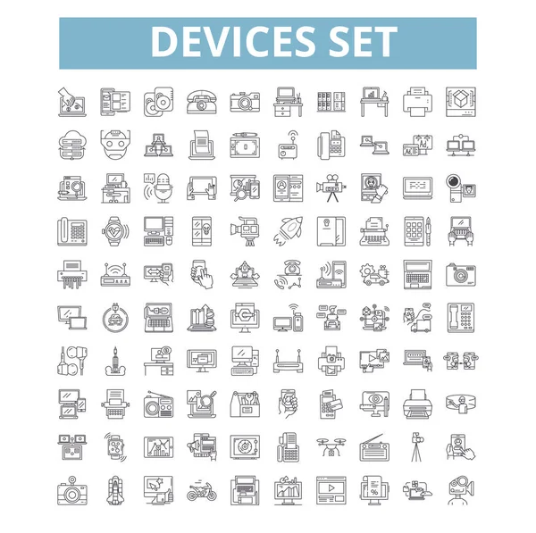 Devices set icons, line signs, web symbols set, vector isolated illustration