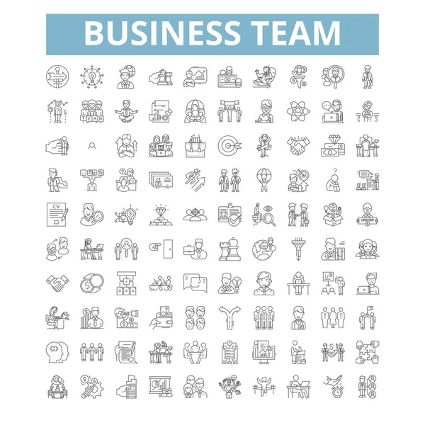 Business Team Icons Line Signs Web Symbols Set Vector Isolated — Vetor de Stock