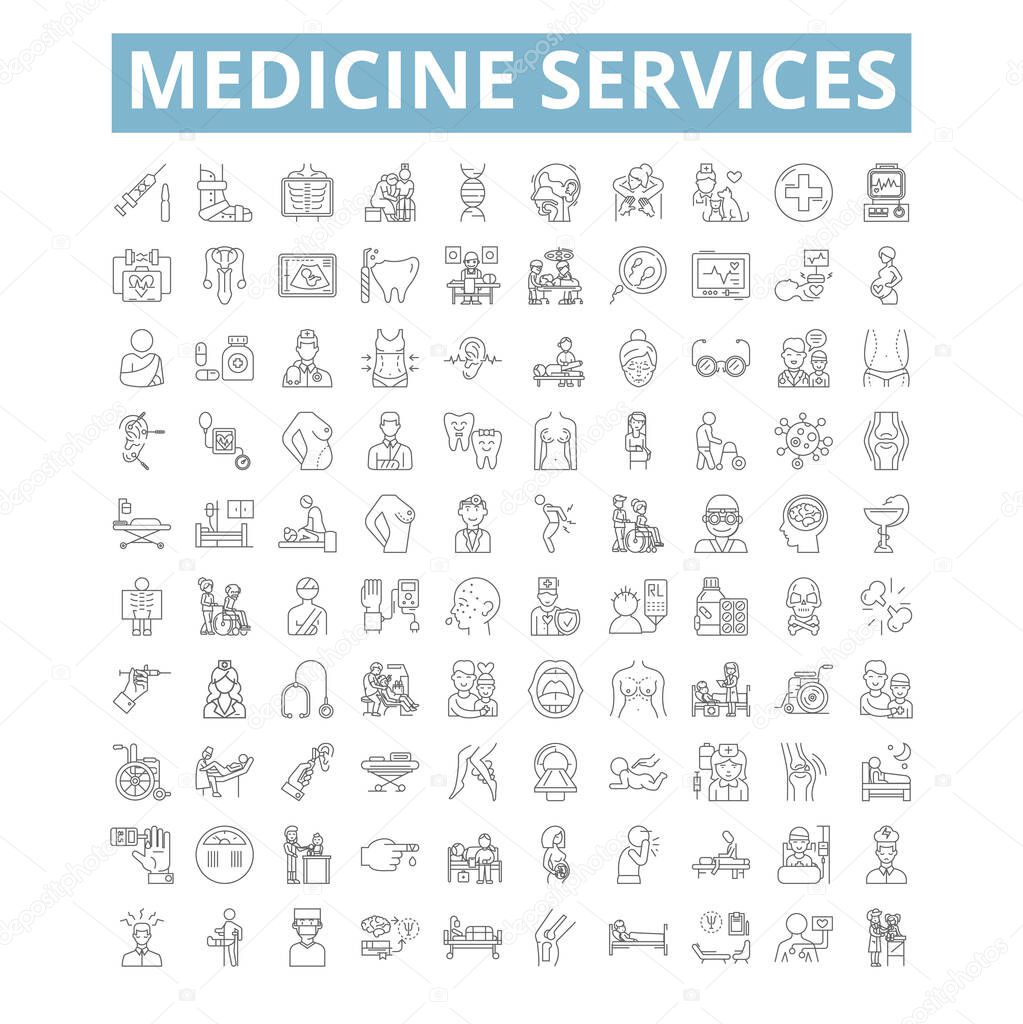 Medicine services icons, line signs, web symbols set, vector isolated illustration