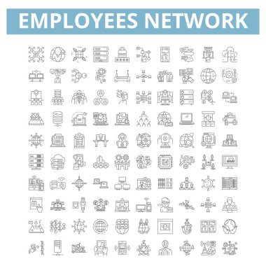 Employees network icons, line signs, web symbols set, vector isolated illustration