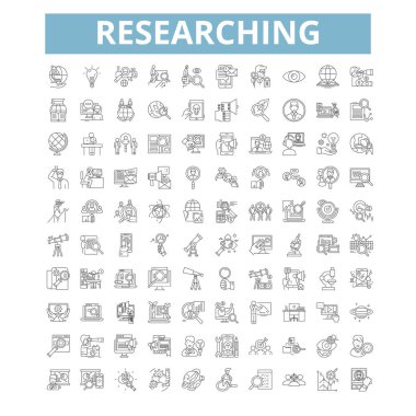 Reserching icons, line signs, web symbols set, vector isolated illustration