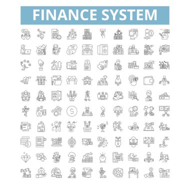 Finance system icons, line signs, web symbols set, vector isolated illustration