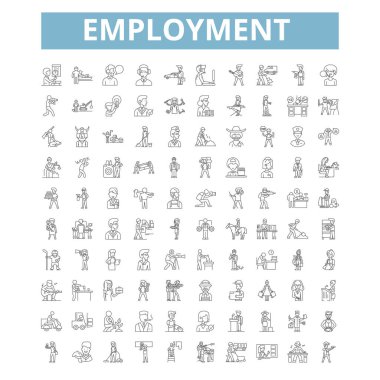 Employment icons, line signs, web symbols set, vector isolated illustration