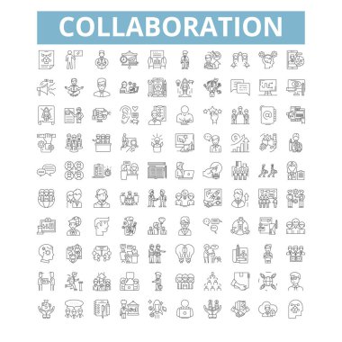 Collaboration icons, line signs, web symbols set, vector isolated illustration
