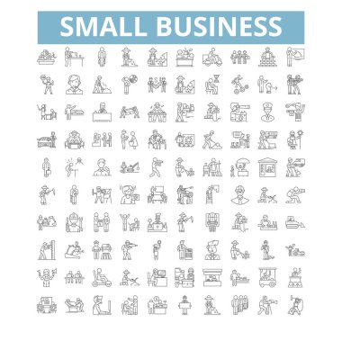 Small business icons, line signs, web symbols set, vector isolated illustration