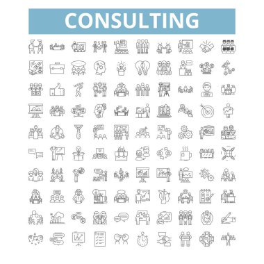 Consulting icons, line signs, web symbols set, vector isolated illustration