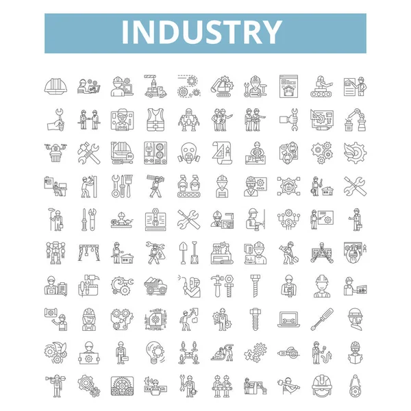 Industry icons, line signs, web symbols set, vector isolated illustration