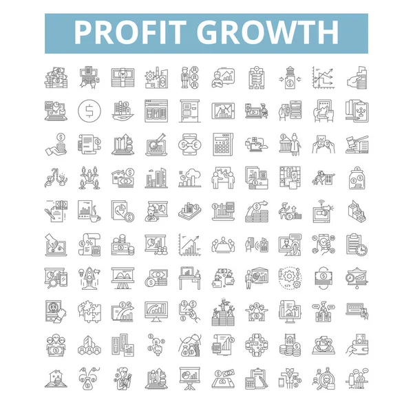 Profit Growth Icons Line Signs Web Symbols Set Vector Isolated — 스톡 벡터